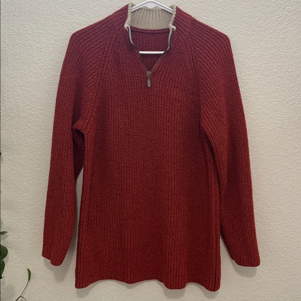 Marks & Spencer Men’s Quarter Zip Knit Sweater Rust, Size XS, Good Condition